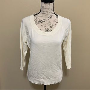 Talbots Petites Off White 3/4” Sleeve Top Size Large Petite